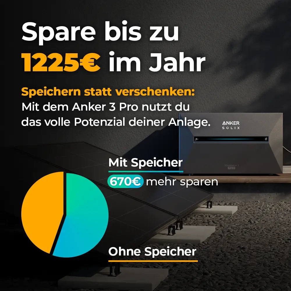 Solarkraftwerk 3500W mit Speicher Anker SOLIX 3 Pro - Komplettset Flachdach/Boden