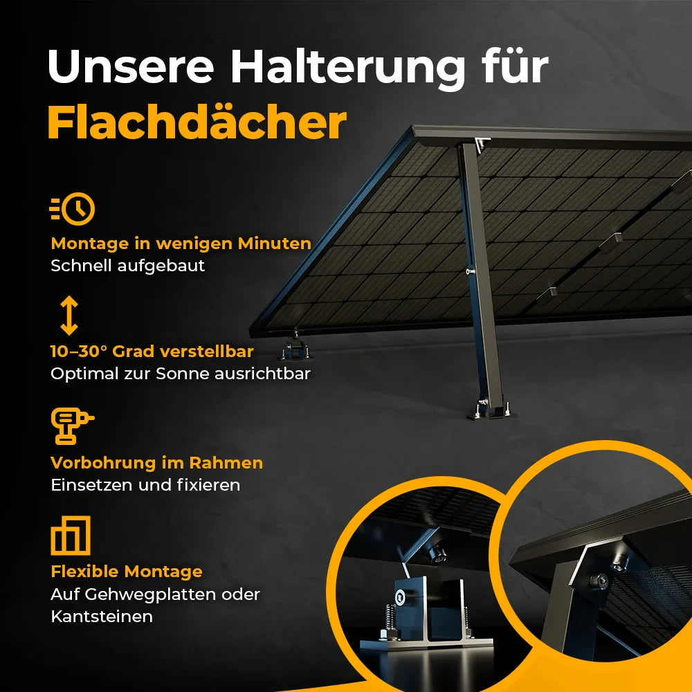 Balkonkraftwerk 1000W/800W - Komplettset Flachdach/Boden