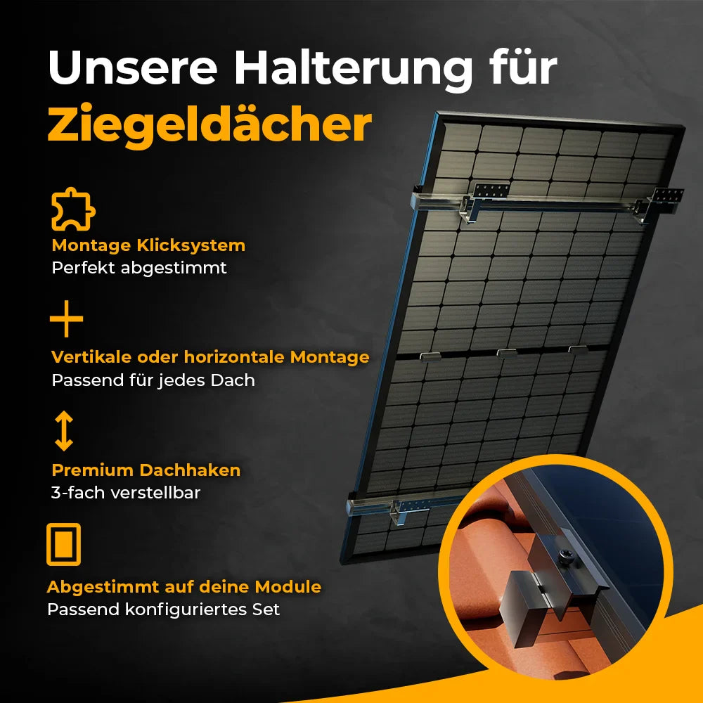 Balkonkraftwerk 1000W/800W mit Speicher Anker SOLIX 3 Pro - Komplettset Schrägdach