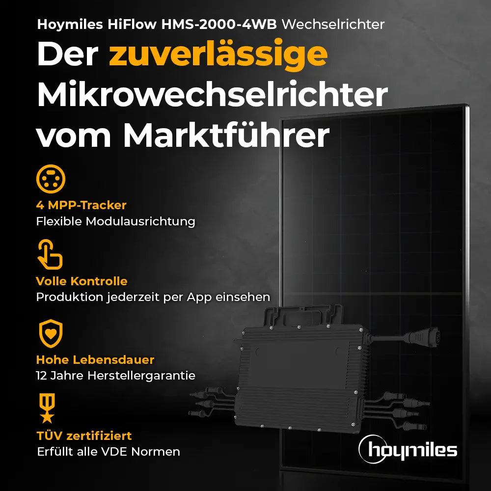 Balkonkraftwerk 1800W mit flexiblen Solarmodulen ohne Speicher - Set