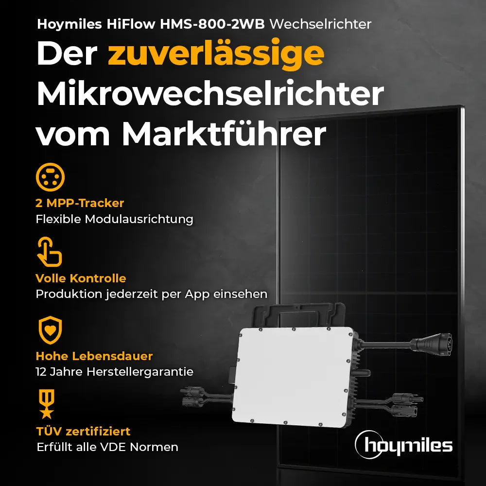 Balkonkraftwerk 1000W/800W - Komplettset Schrägdach